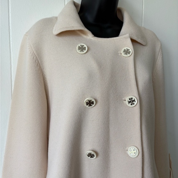 Tory Burch Merino Wool Cream Coat | Size Large - Picture 10 of 12